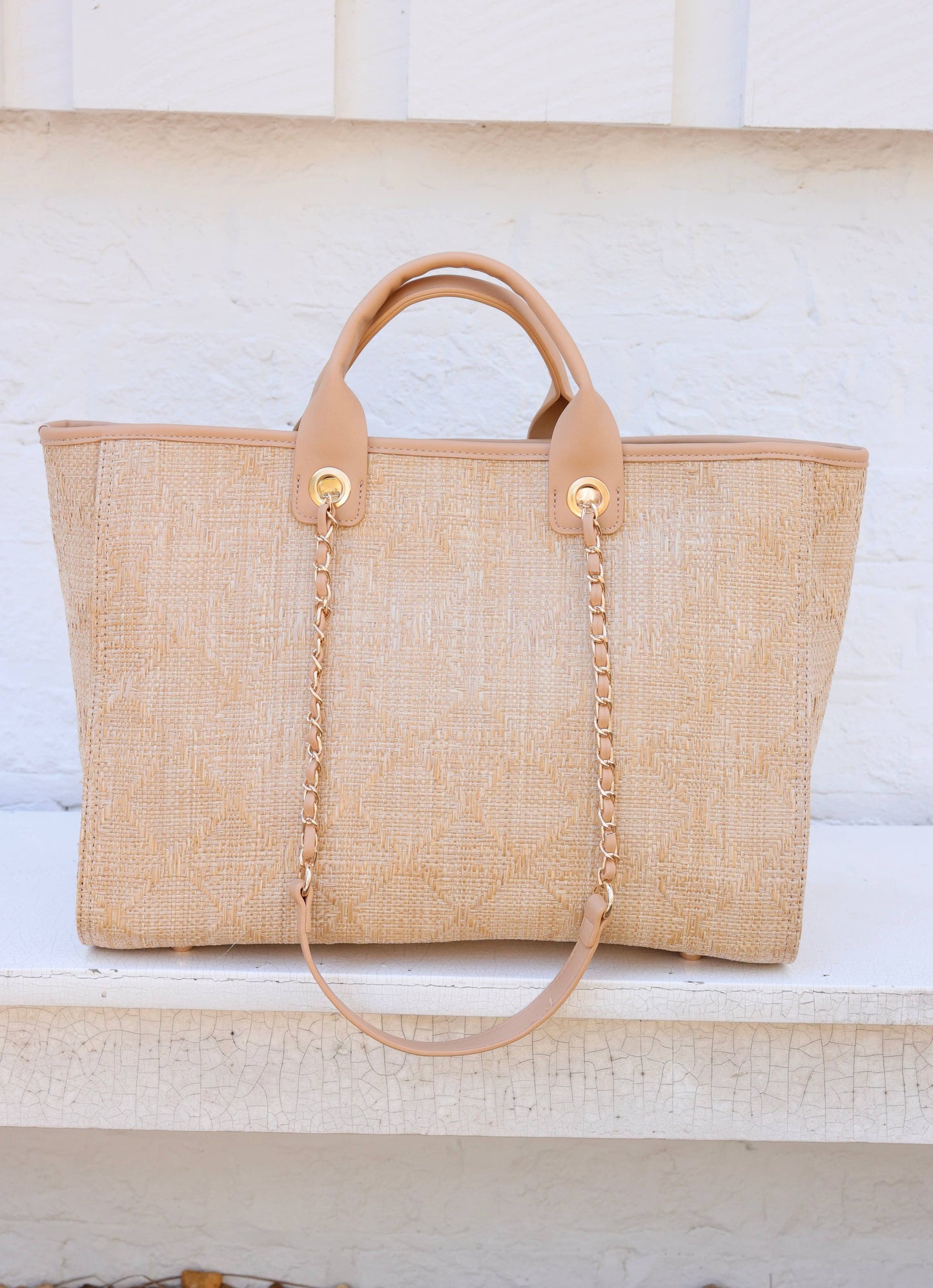 Melissa Tote Bag Natural Lattice Tan Carolina Hill