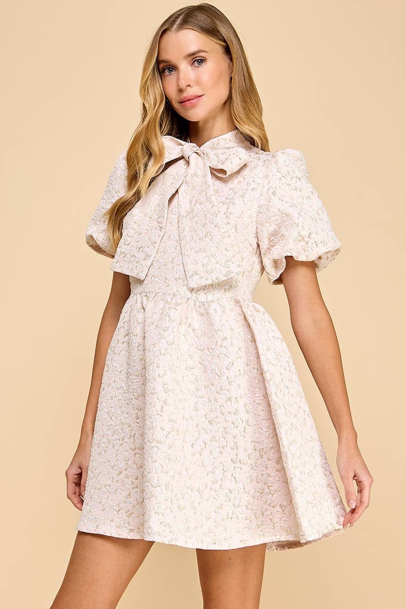Jacquard Bow Detail Dress