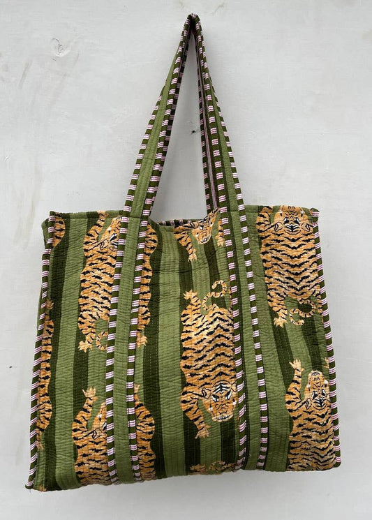 Tiger Block Printed Bag Handmade Cotton Shopping Bag