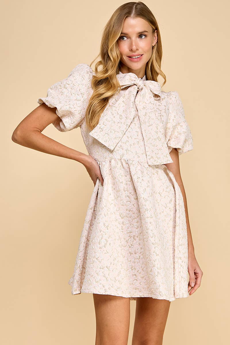 Jacquard Bow Detail Dress
