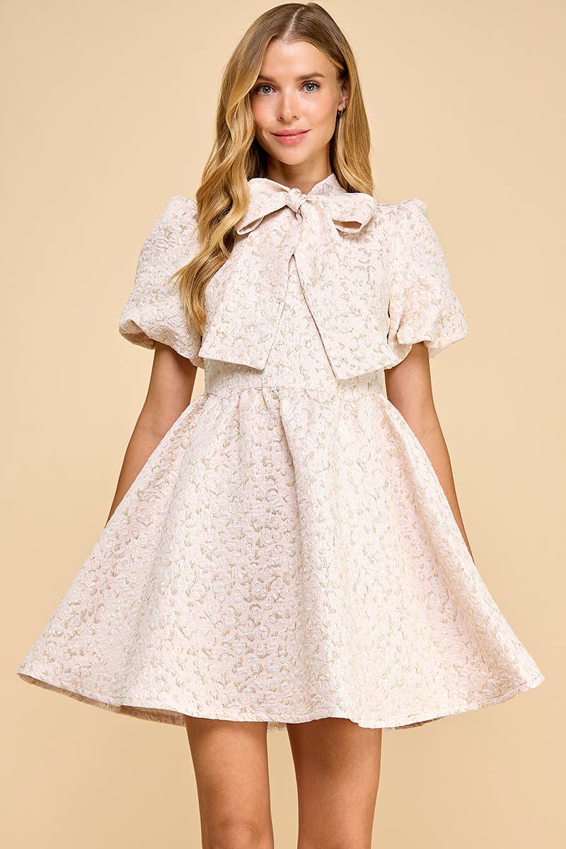 Jacquard Bow Detail Dress