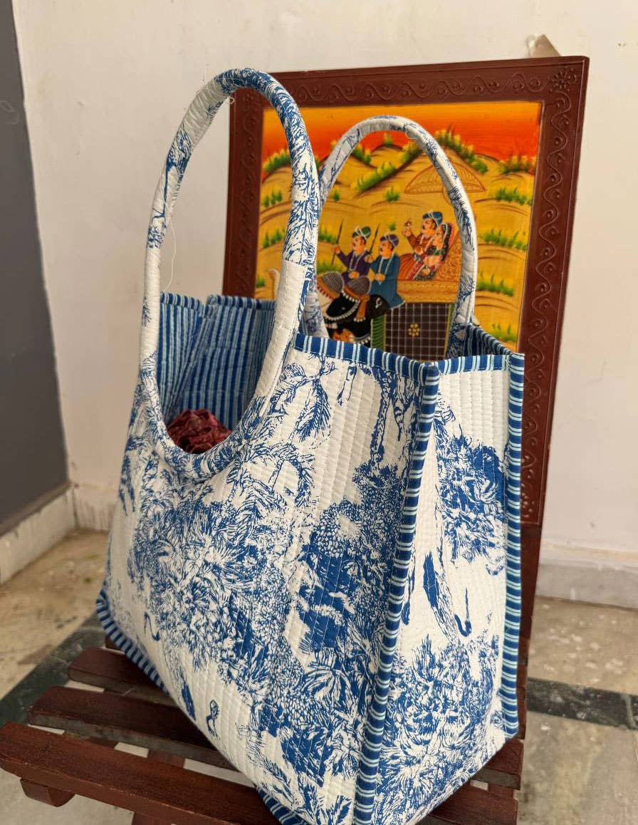 Handmade Cotton Printed Bag Shopping Bag Quilted Cotton Bags