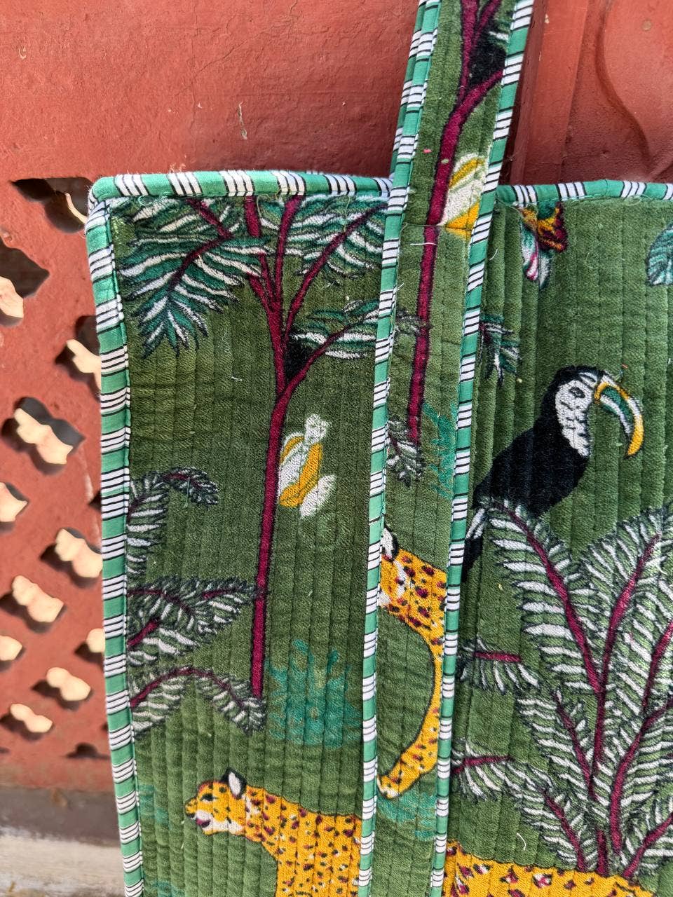 Safari Print Quilted Velvet Women's Bag