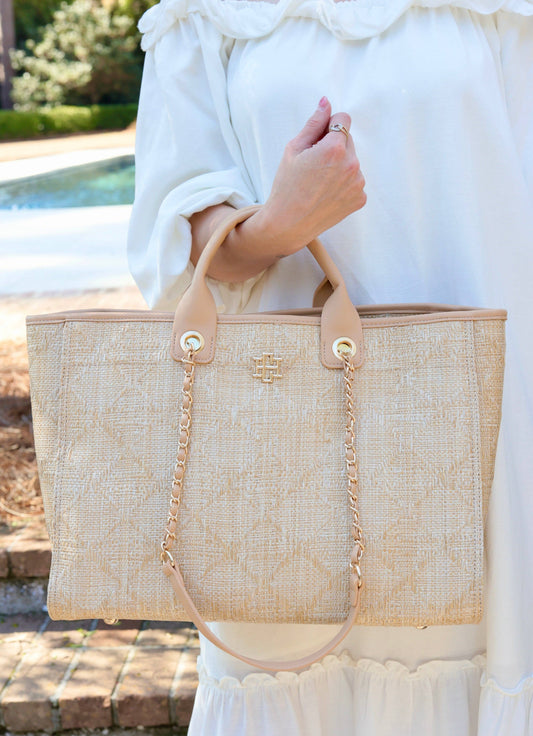 Melissa Tote Bag Natural Lattice Tan Carolina Hill