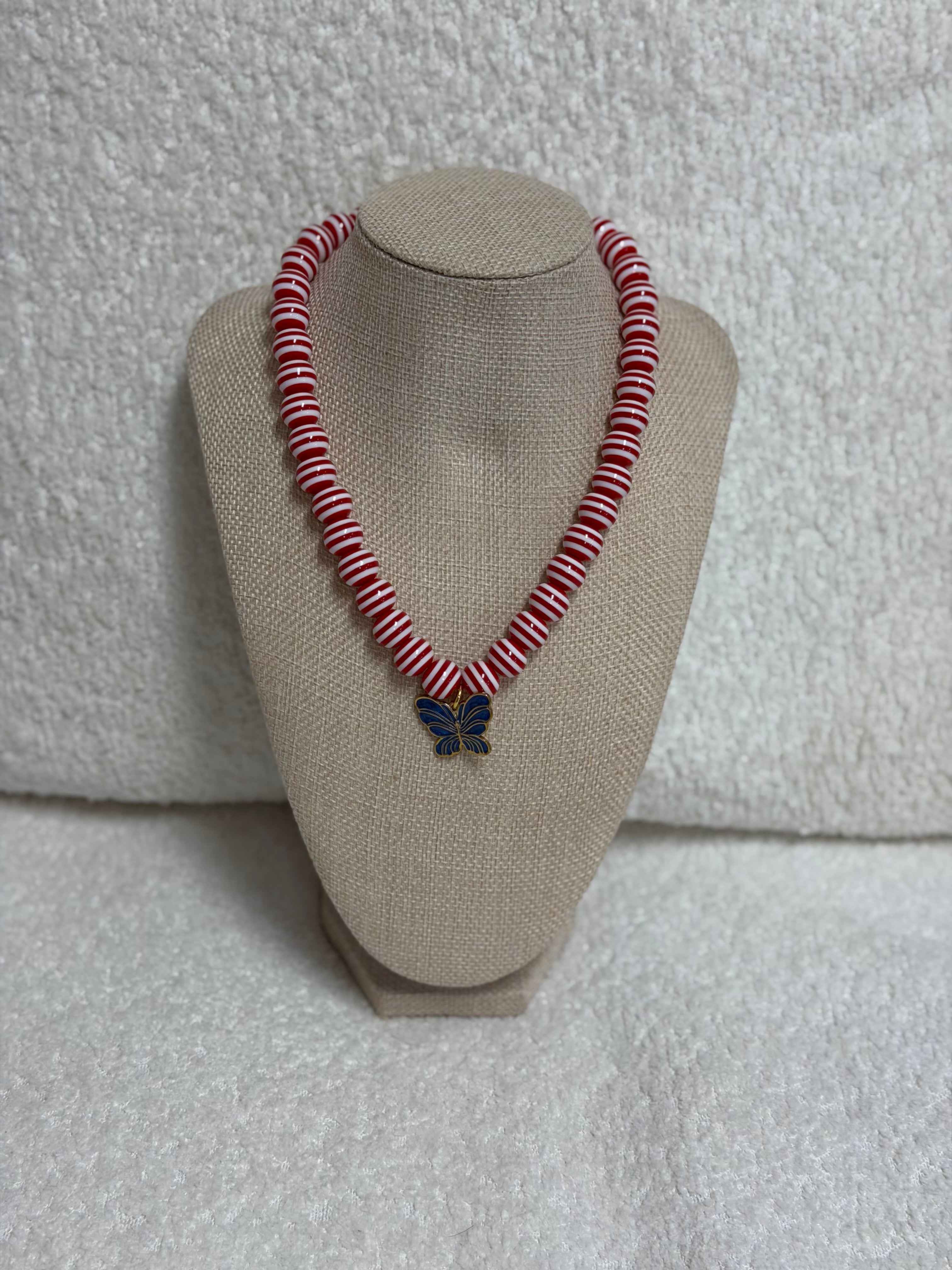 HART Red Striped Butterfly Necklace