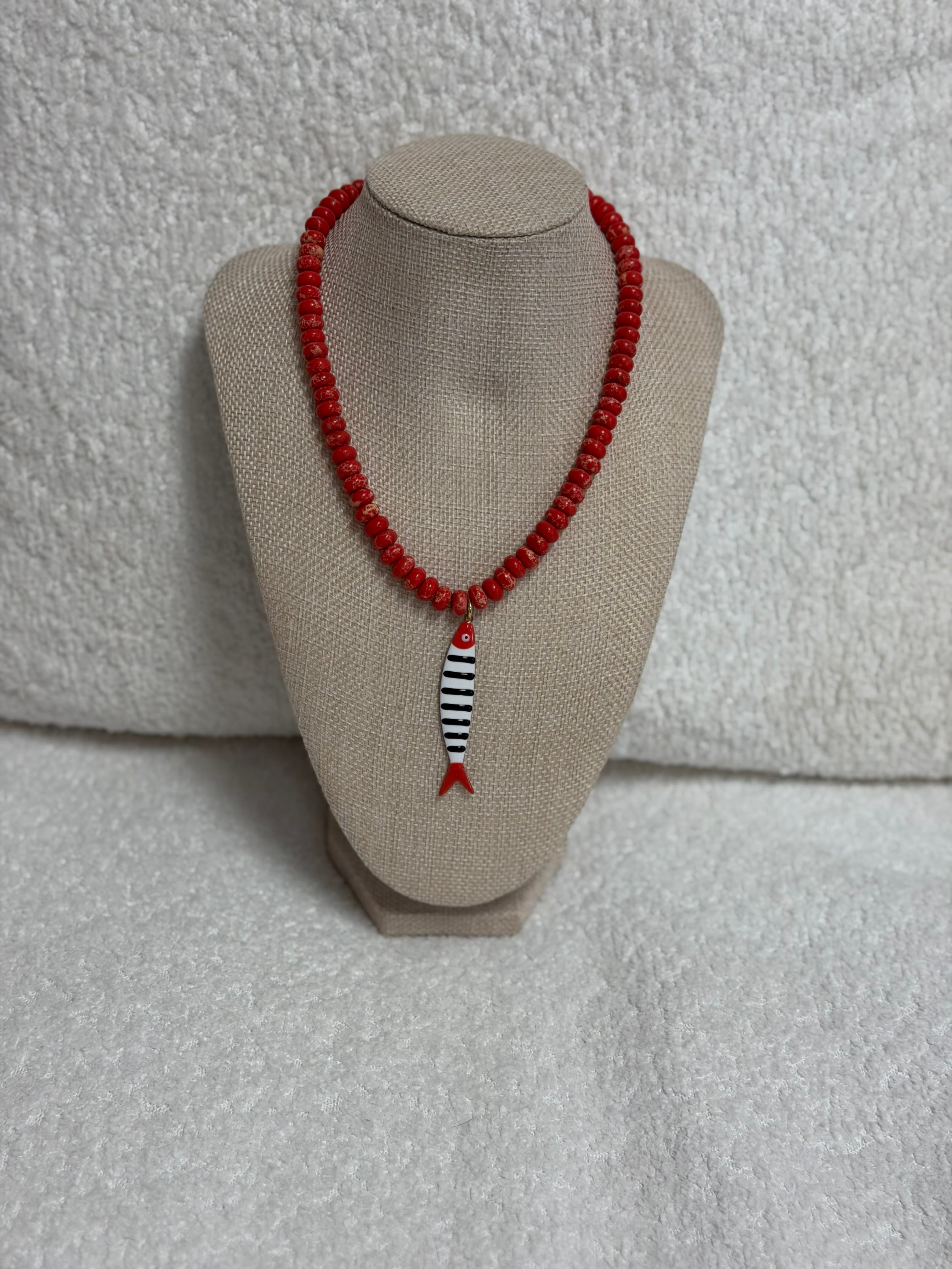 HART Red Striped Fishy Necklace