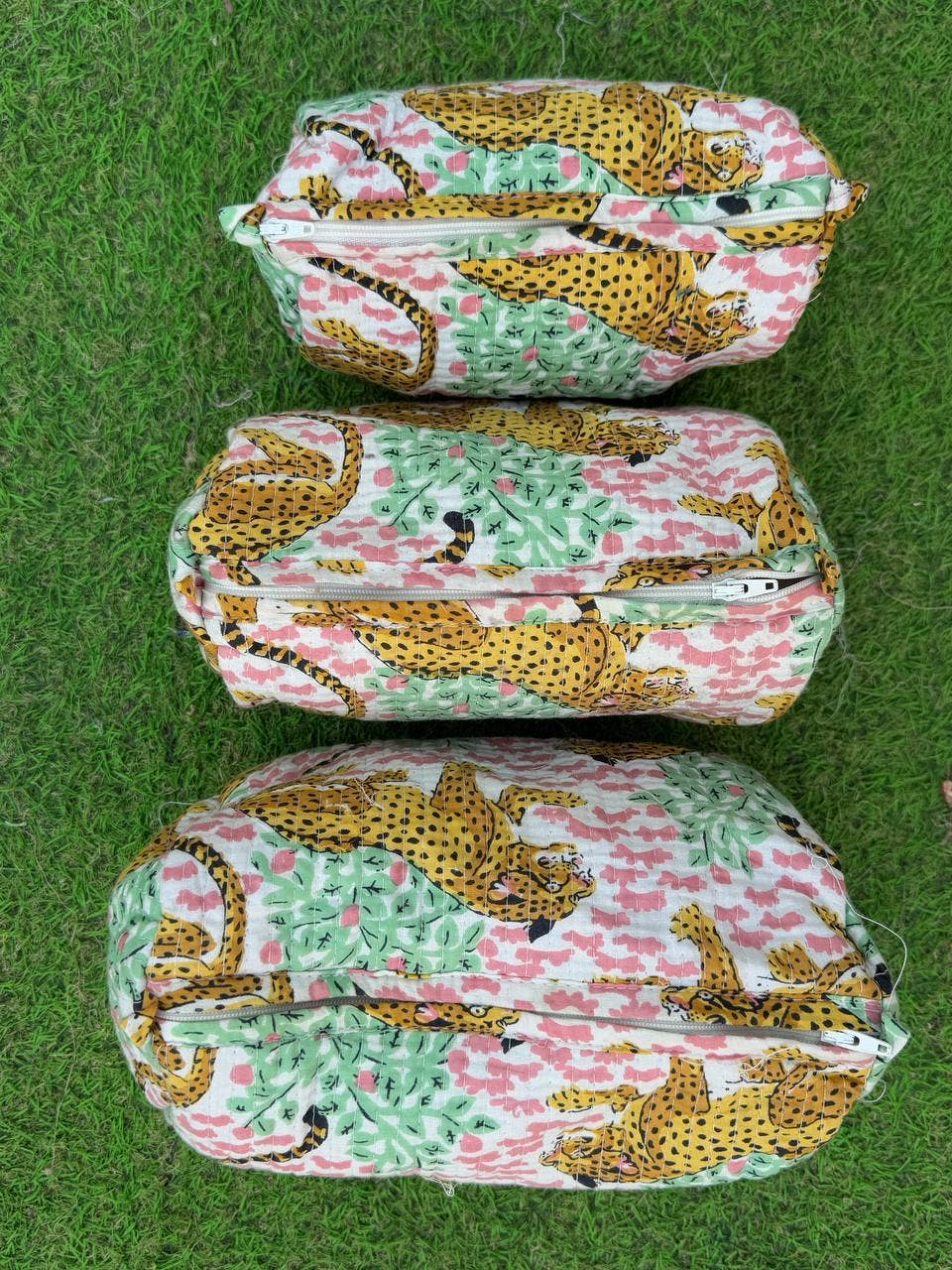 Tiger Printed Bag Cotton Bag Makeup Bag Quilted Cosmetic Bag