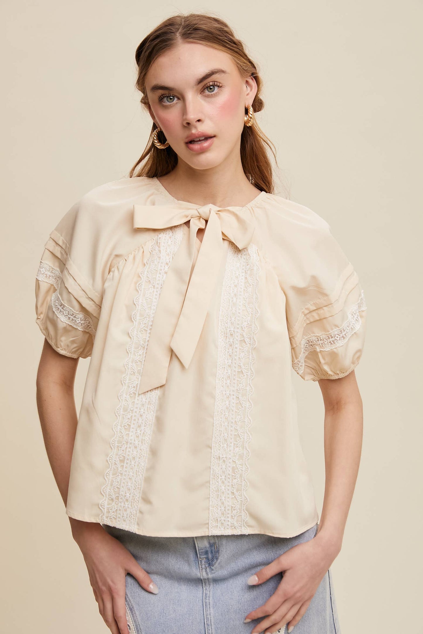 Bow Tie Lace Blouse