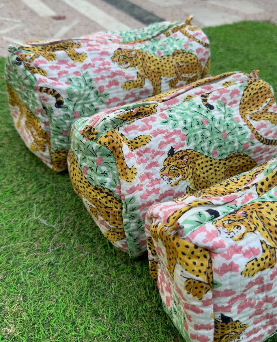 Tiger Printed Bag Cotton Bag Makeup Bag Quilted Cosmetic Bag