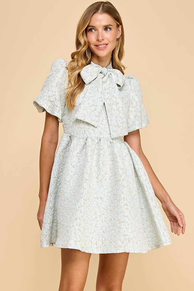 Jacquard Bow Detail Dress