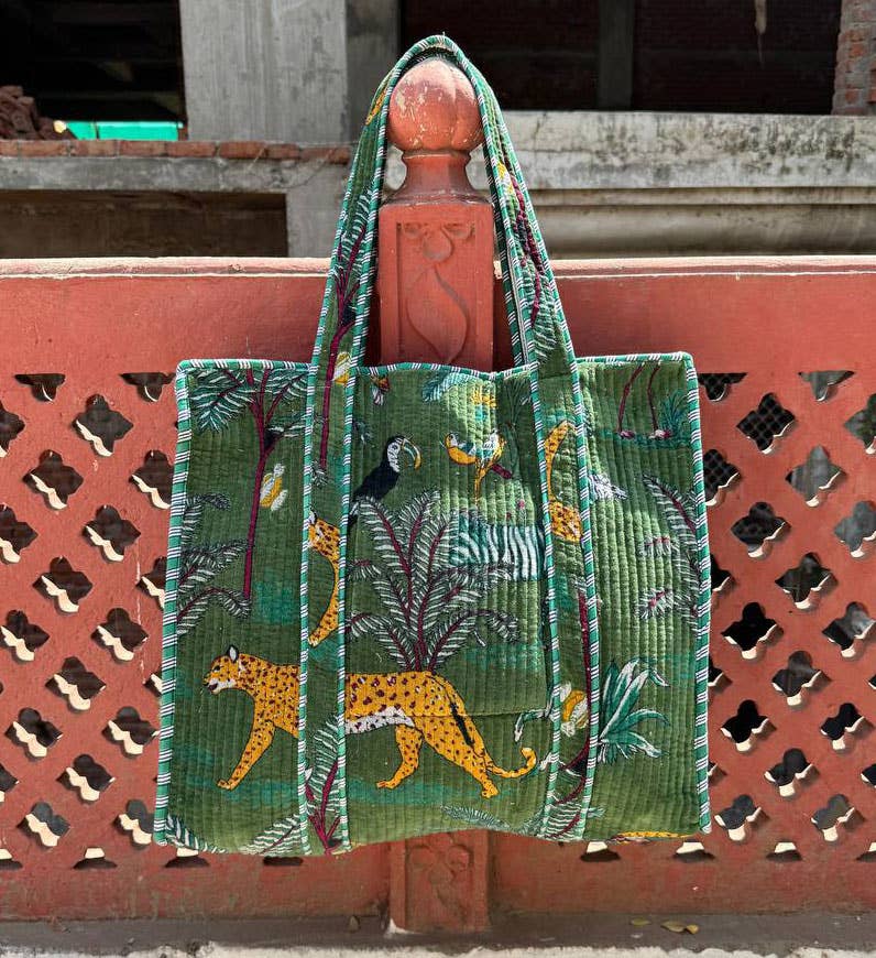 Safari Print Quilted Velvet Women's Bag