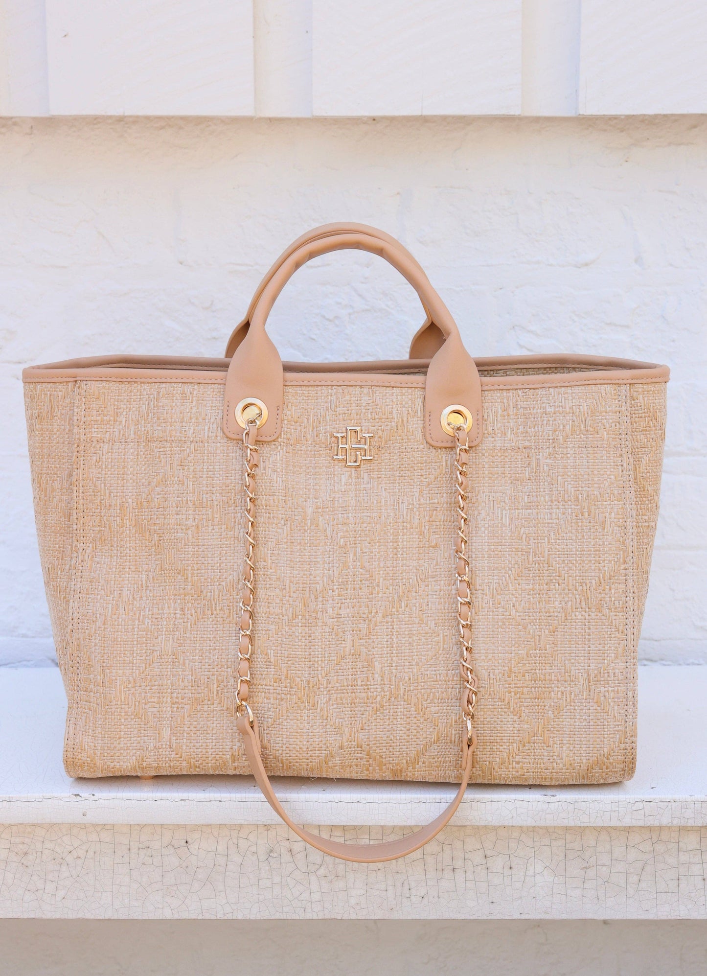 Melissa Tote Bag Natural Lattice Tan Carolina Hill